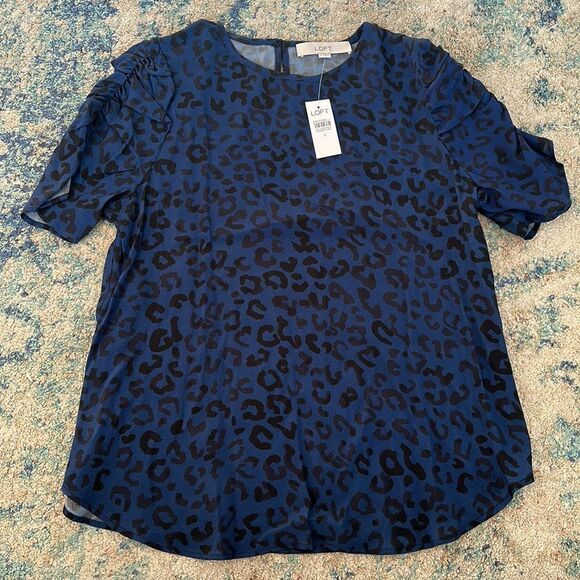 NWT Loft Animal Print Cinched Arm Design Blouse - Picture 1 of 5